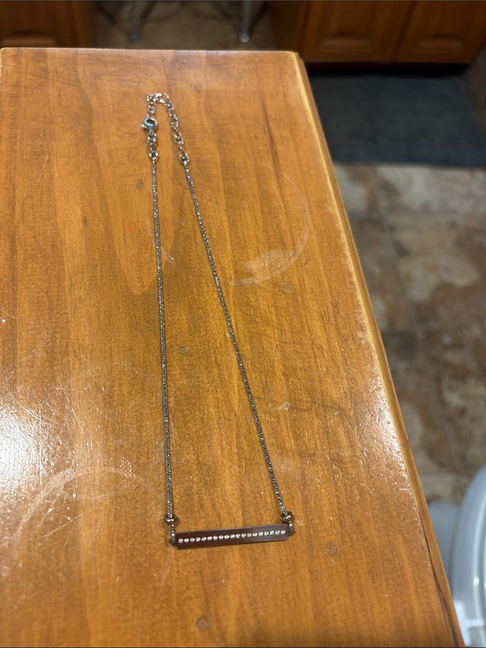 Silver & Rosegold  Crystal Bar Necklace - Minimalist Everyday Pendant